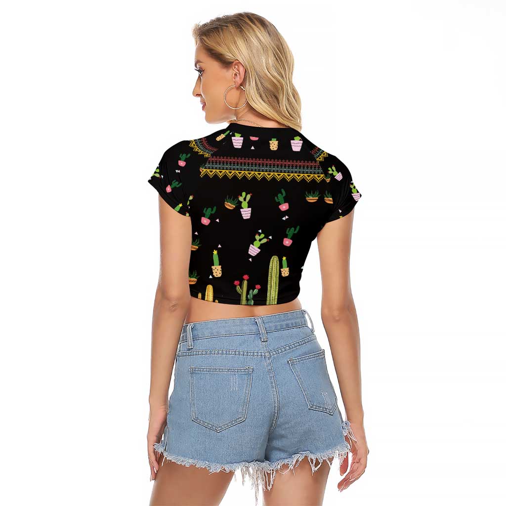 Cacuts Christmas Raglan Cropped T Shirt Cactus What the Fucculent - Wonder Print Shop