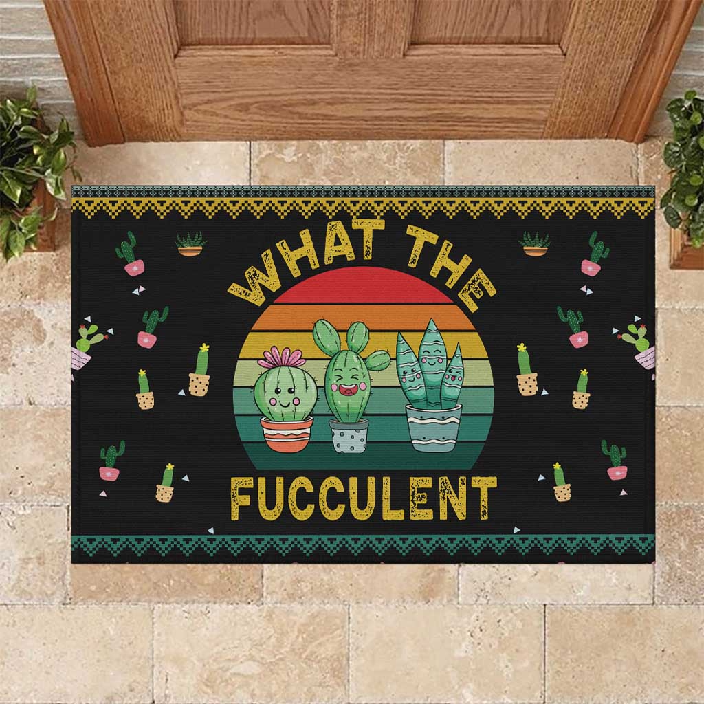 Cacuts Christmas Rubber Doormat Cactus What the Fucculent - Wonder Print Shop