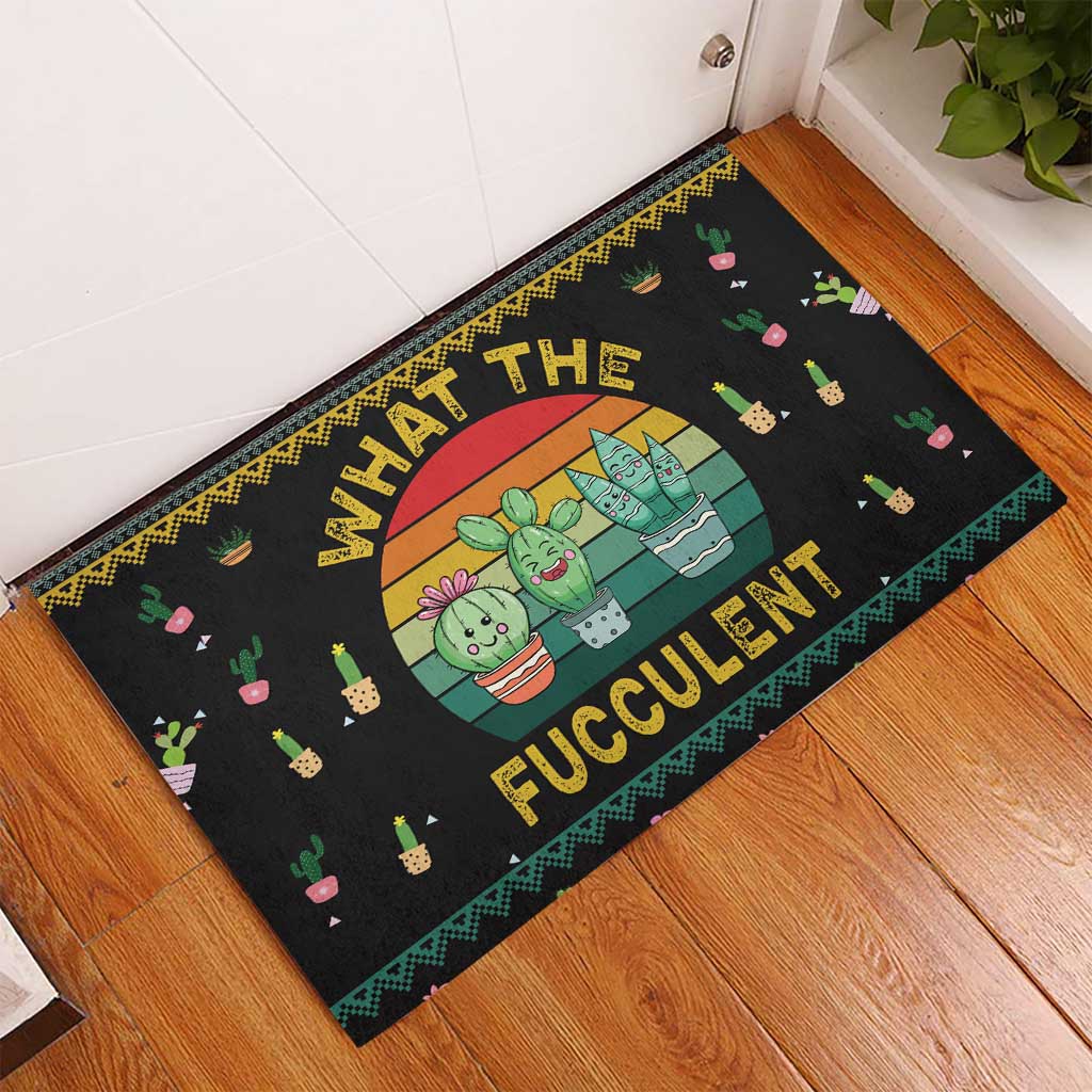 Cacuts Christmas Rubber Doormat Cactus What the Fucculent - Wonder Print Shop
