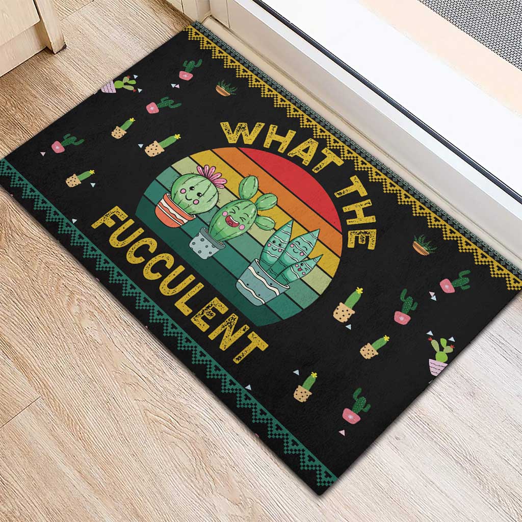 Cacuts Christmas Rubber Doormat Cactus What the Fucculent - Wonder Print Shop