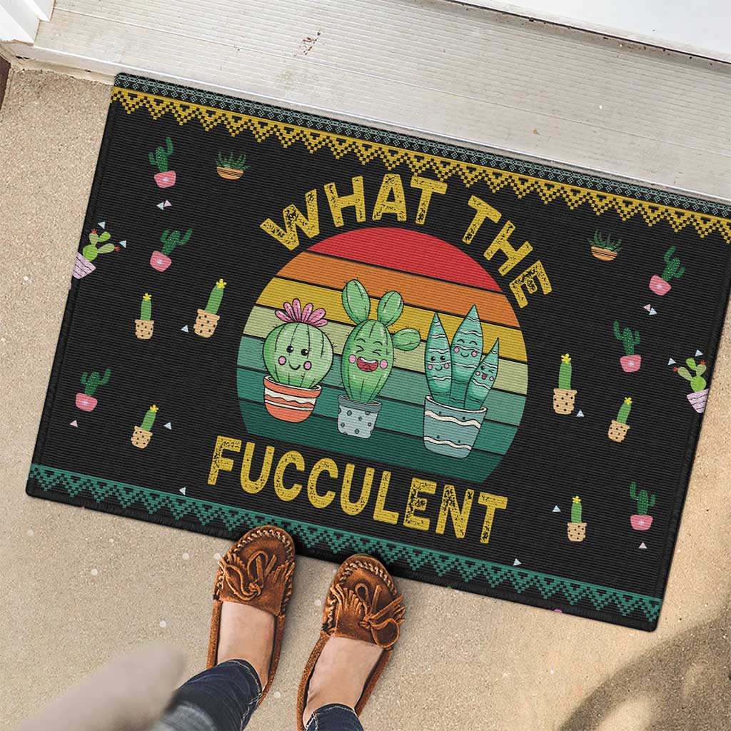 Cacuts Christmas Rubber Doormat Cactus What the Fucculent - Wonder Print Shop