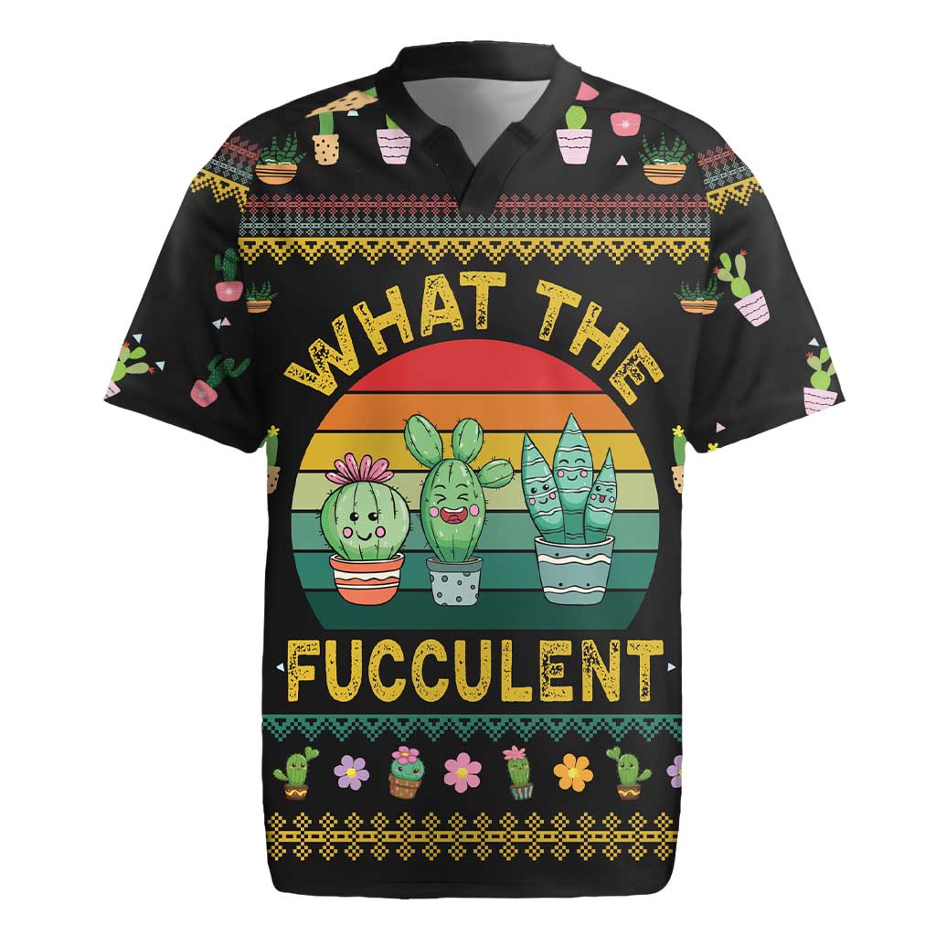 Cacuts Christmas Rugby Jersey Cactus What the Fucculent - Wonder Print Shop