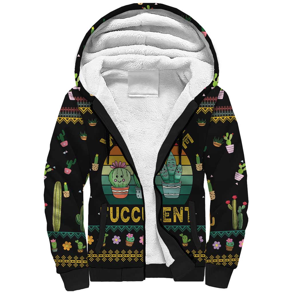 Cacuts Christmas Sherpa Hoodie Cactus What the Fucculent - Wonder Print Shop