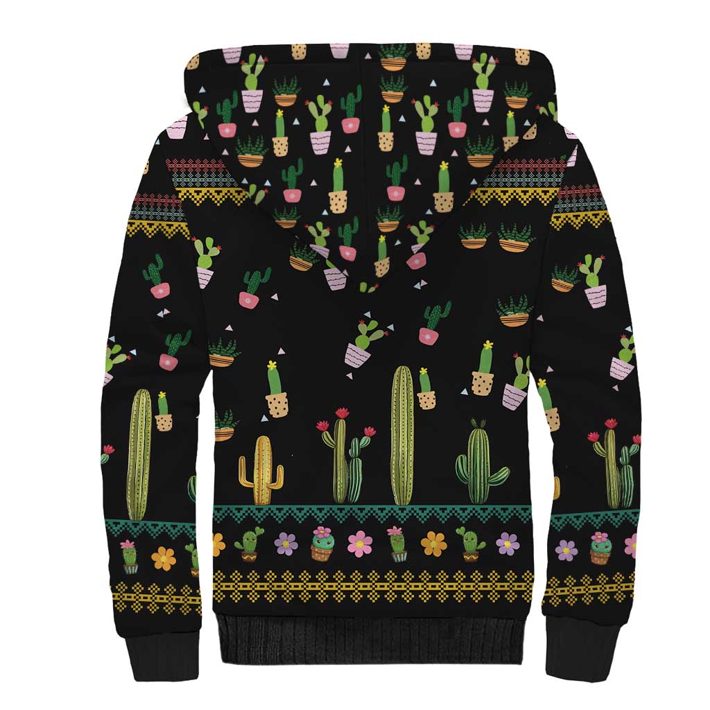 Cacuts Christmas Sherpa Hoodie Cactus What the Fucculent - Wonder Print Shop
