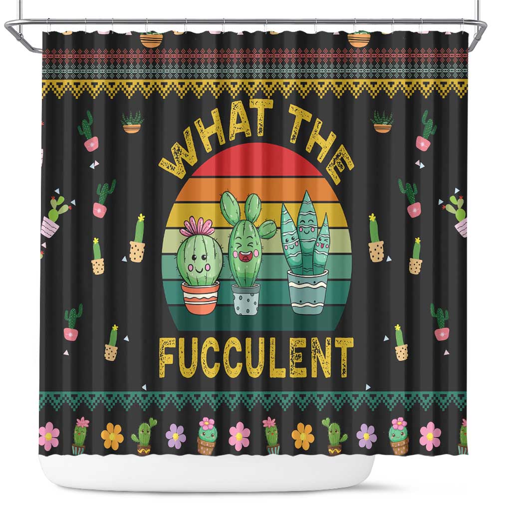 Cacuts Christmas Shower Curtain Cactus What the Fucculent