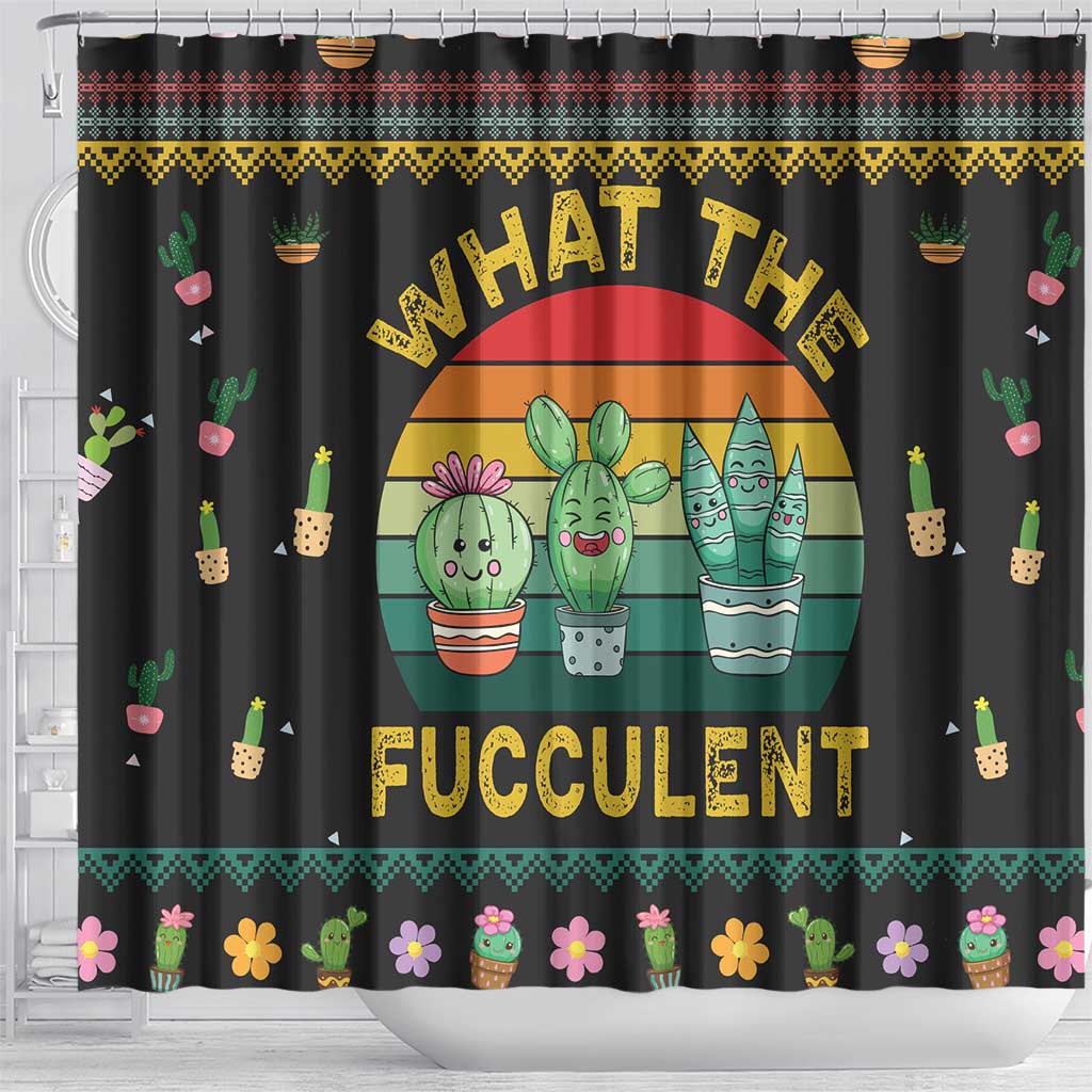 Cacuts Christmas Shower Curtain Cactus What the Fucculent
