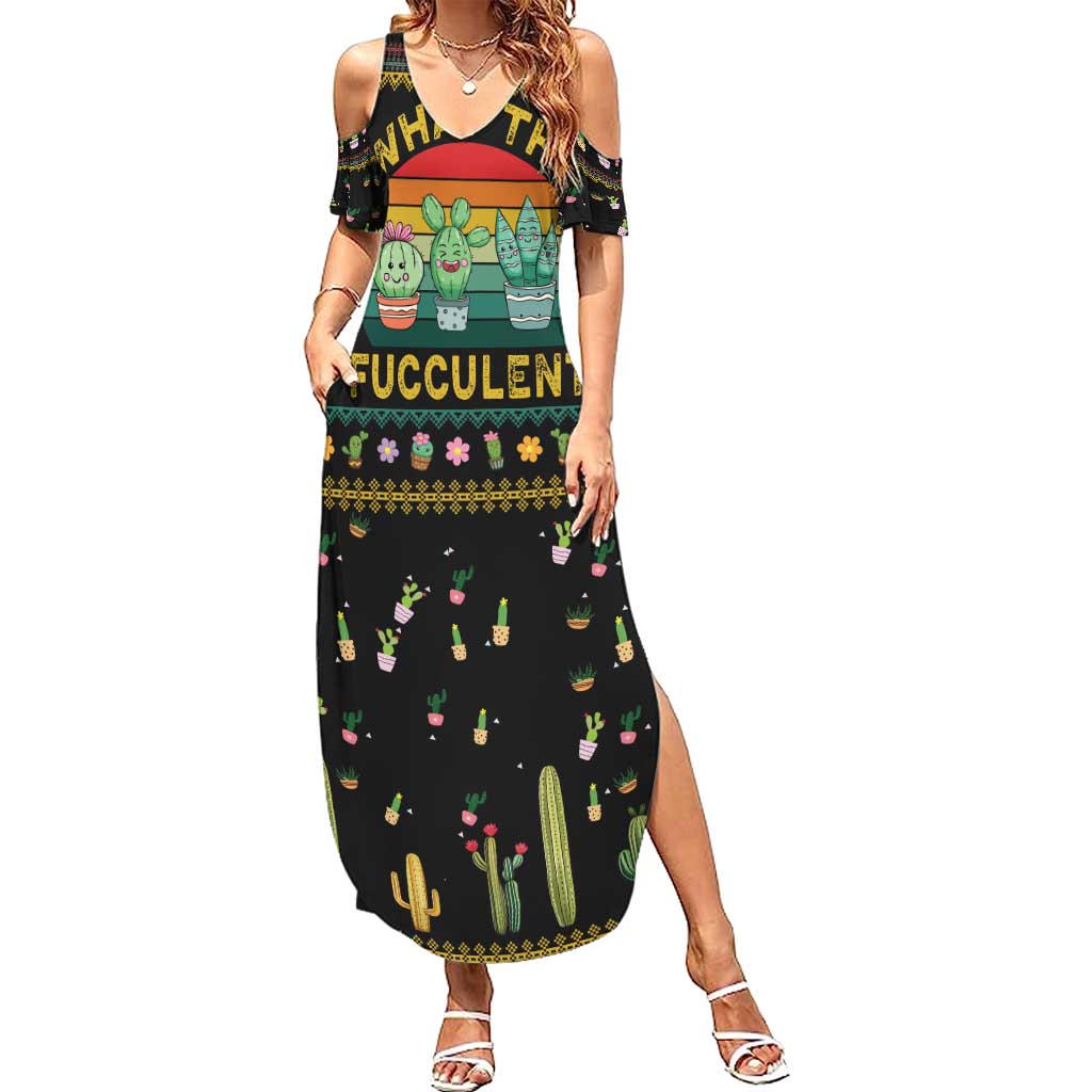 Cacuts Christmas Summer Maxi Dress Cactus What the Fucculent - Wonder Print Shop