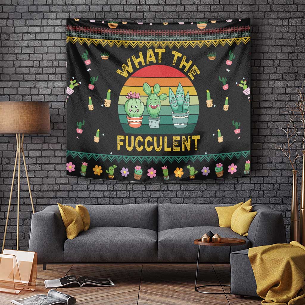Cacuts Christmas Tapestry Cactus What the Fucculent - Wonder Print Shop