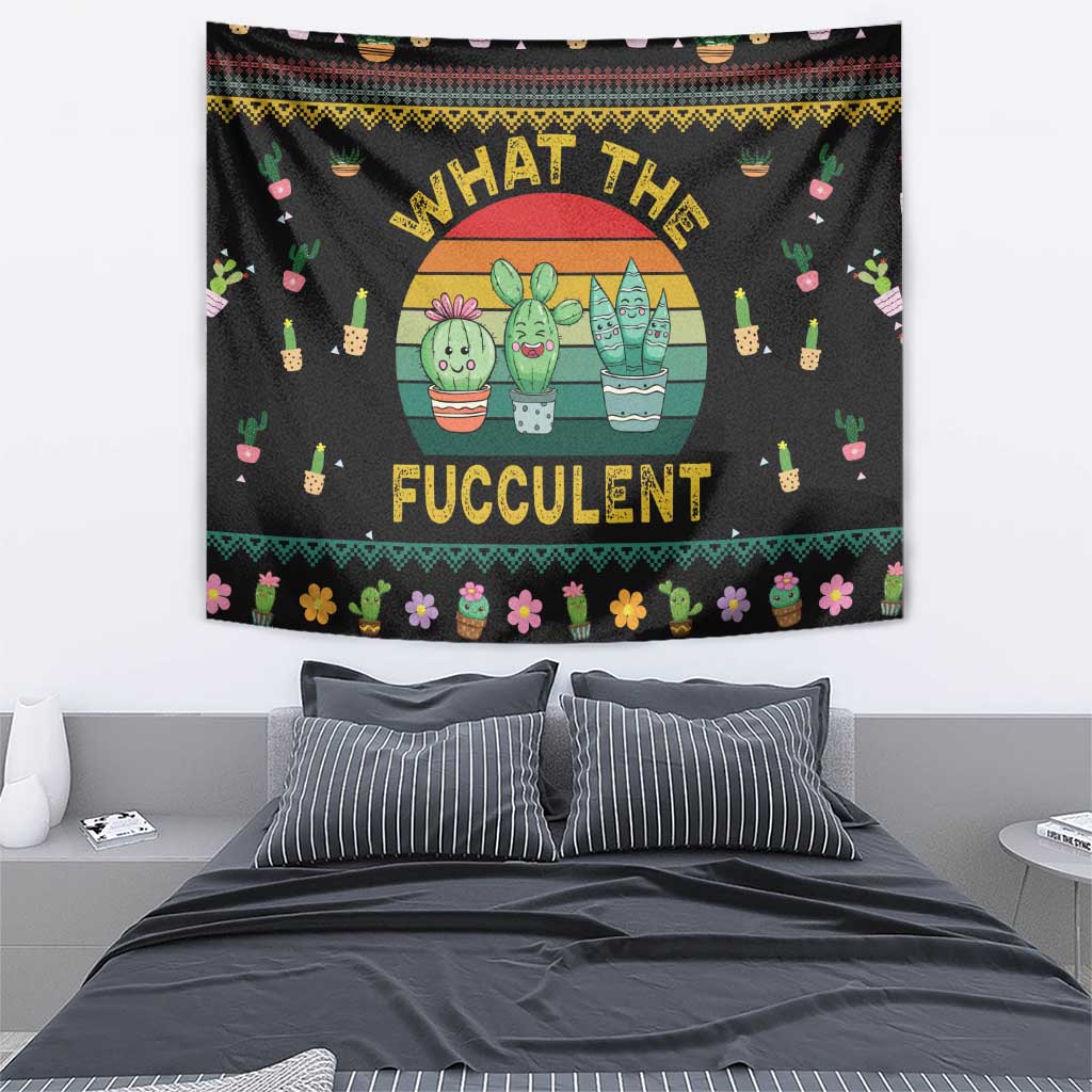 Cacuts Christmas Tapestry Cactus What the Fucculent - Wonder Print Shop