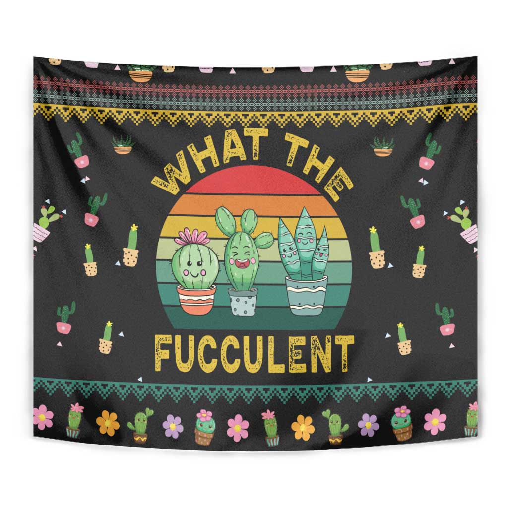 Cacuts Christmas Tapestry Cactus What the Fucculent - Wonder Print Shop