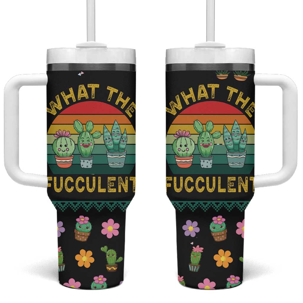 Cacuts Christmas Tumbler With Handle Cactus What the Fucculent - Wonder Print Shop