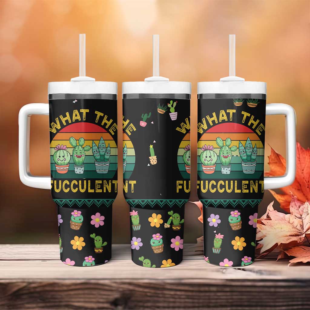 Cacuts Christmas Tumbler With Handle Cactus What the Fucculent - Wonder Print Shop