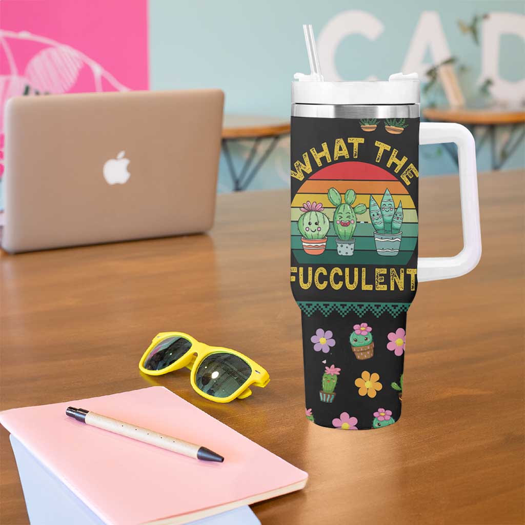 Cacuts Christmas Tumbler With Handle Cactus What the Fucculent - Wonder Print Shop