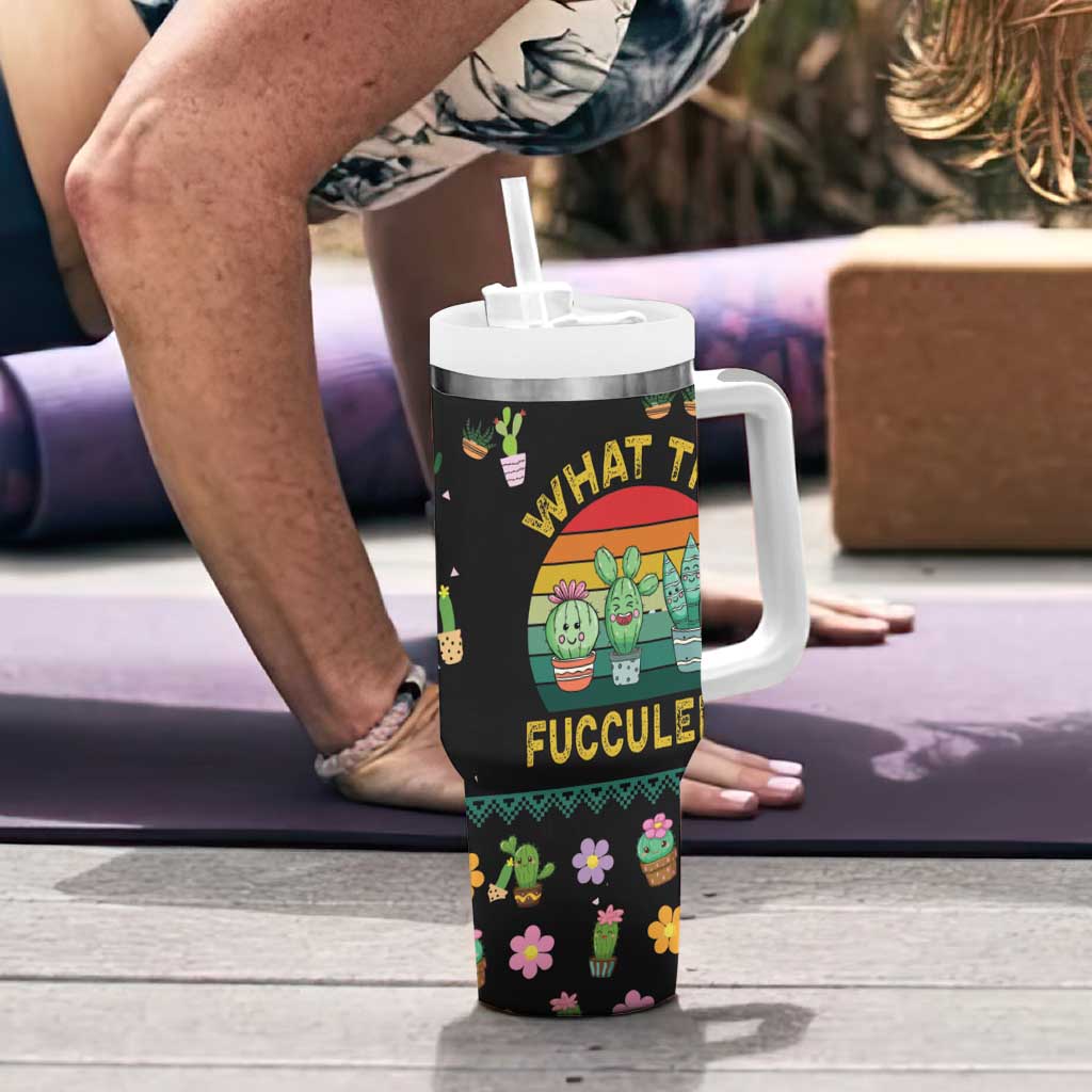 Cacuts Christmas Tumbler With Handle Cactus What the Fucculent - Wonder Print Shop