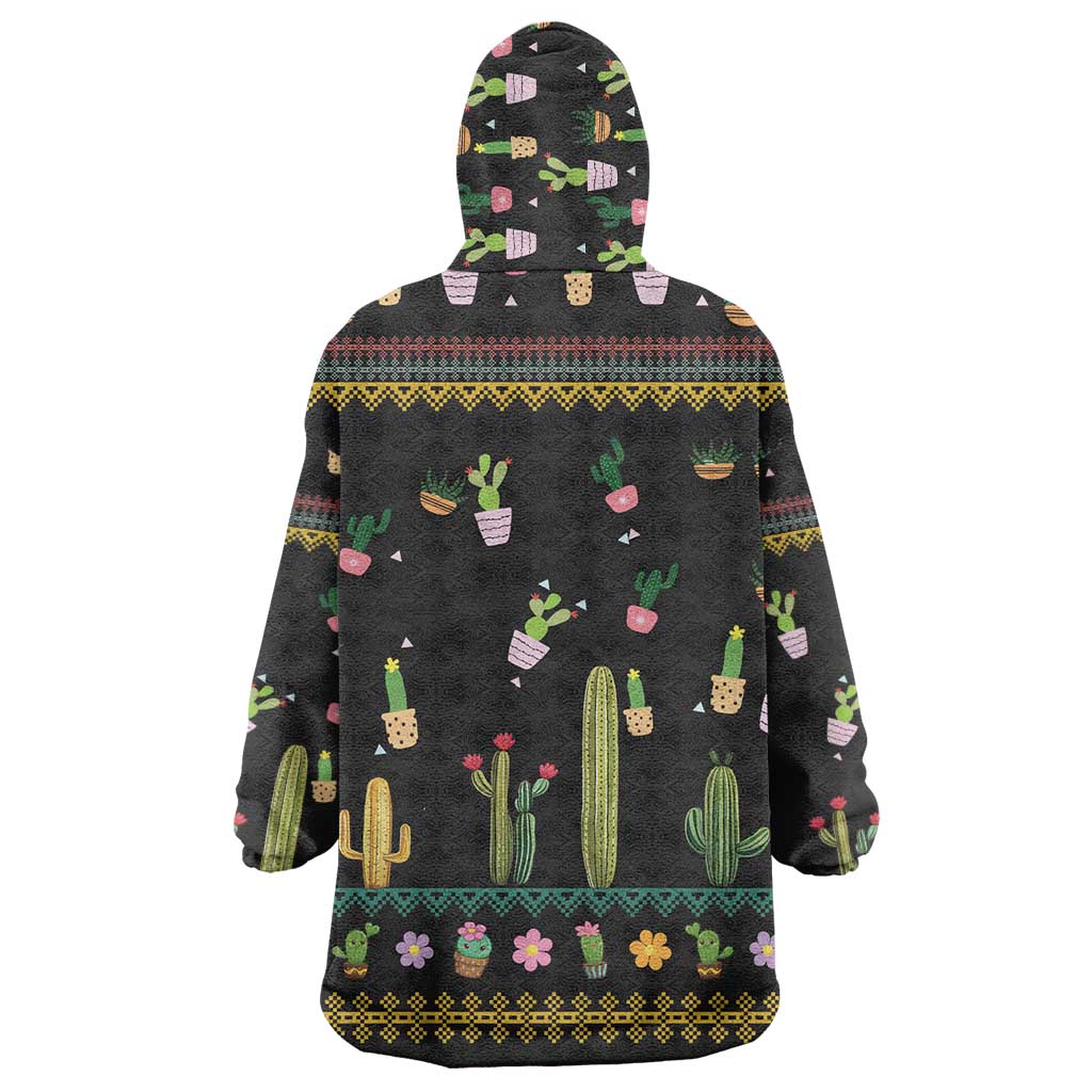 Cacuts Christmas Wearable Blanket Hoodie Cactus What the Fucculent - Wonder Print Shop