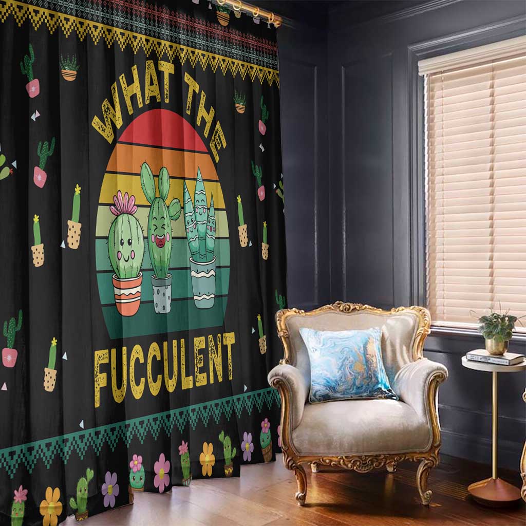 Cacuts Christmas Window Curtain Cactus What the Fucculent - Wonder Print Shop