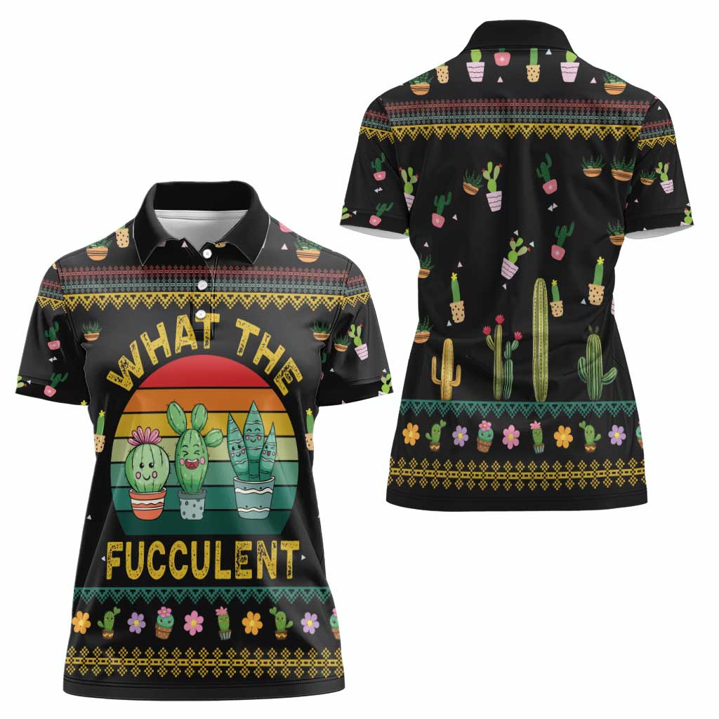 Cacuts Christmas Women Polo Shirt Cactus What the Fucculent - Wonder Print Shop