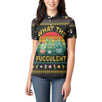Cacuts Christmas Women Polo Shirt Cactus What the Fucculent - Wonder Print Shop