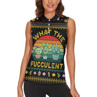 Cacuts Christmas Women Sleeveless Polo Shirt Cactus What the Fucculent - Wonder Print Shop