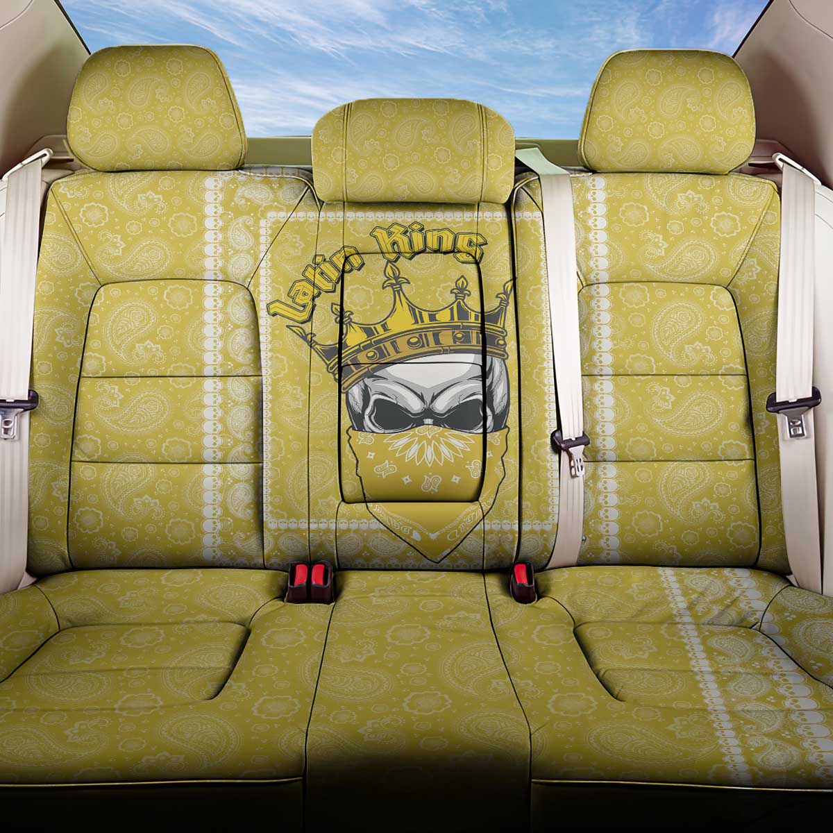 Latin King Back Car Seat Cover Paisley Pattern Yellow - Wonder Print Shop