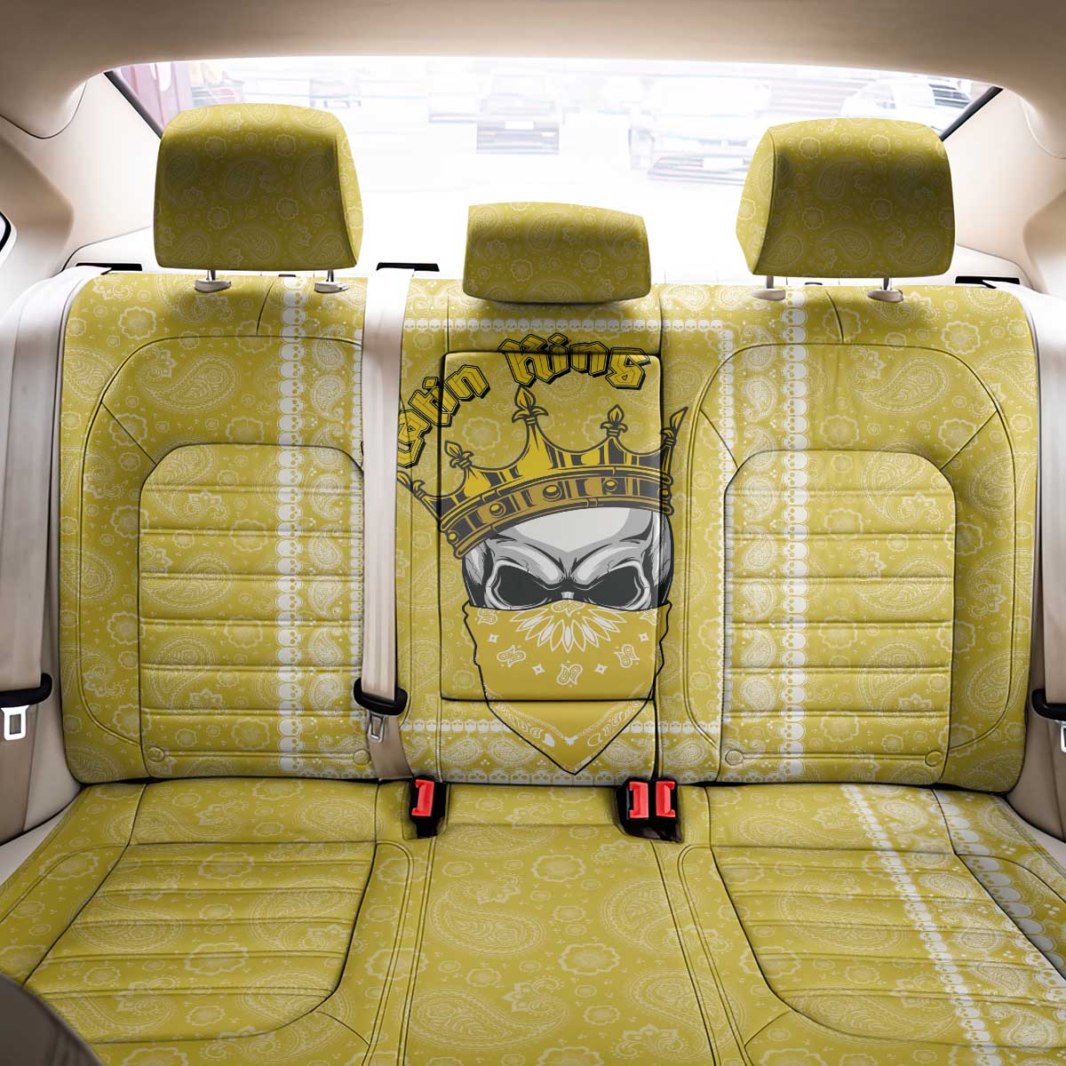 Latin King Back Car Seat Cover Paisley Pattern Yellow - Wonder Print Shop