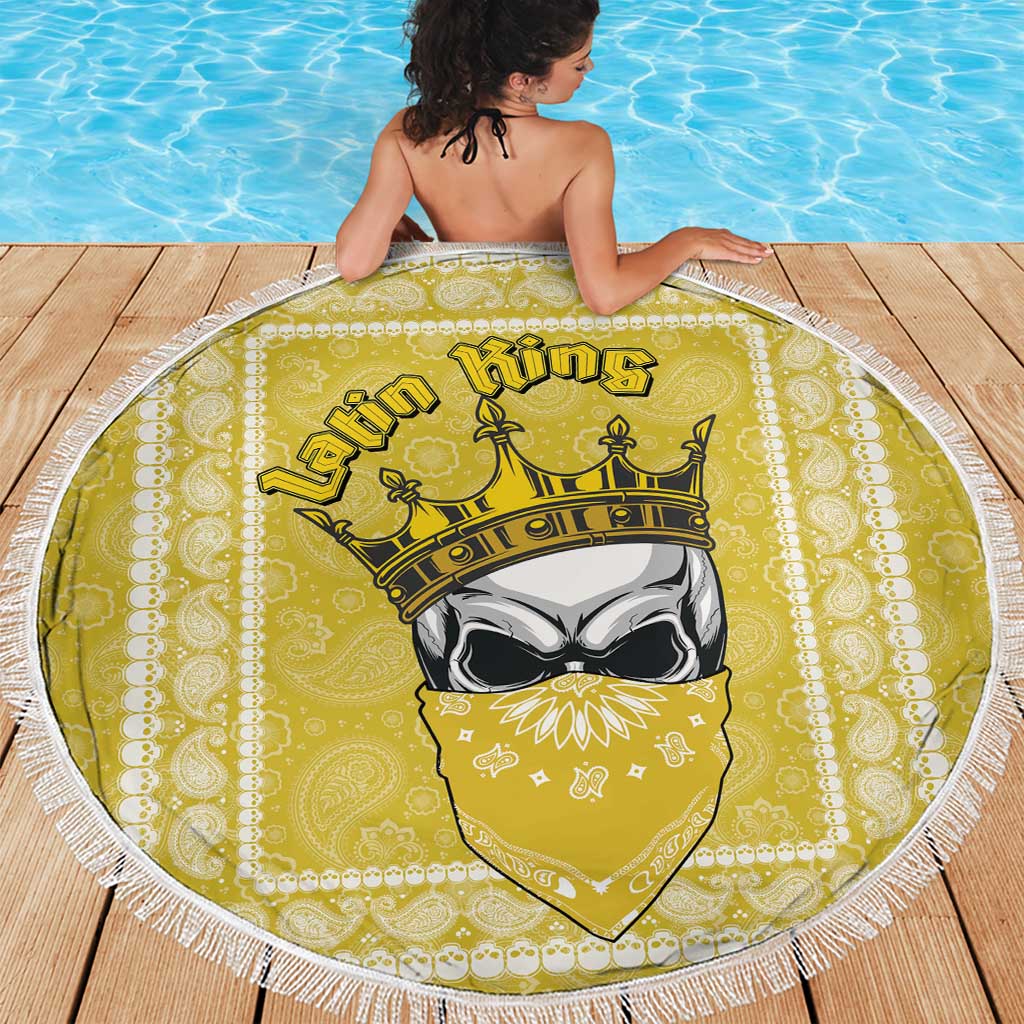 Latin King Beach Blanket Paisley Pattern Yellow - Wonder Print Shop