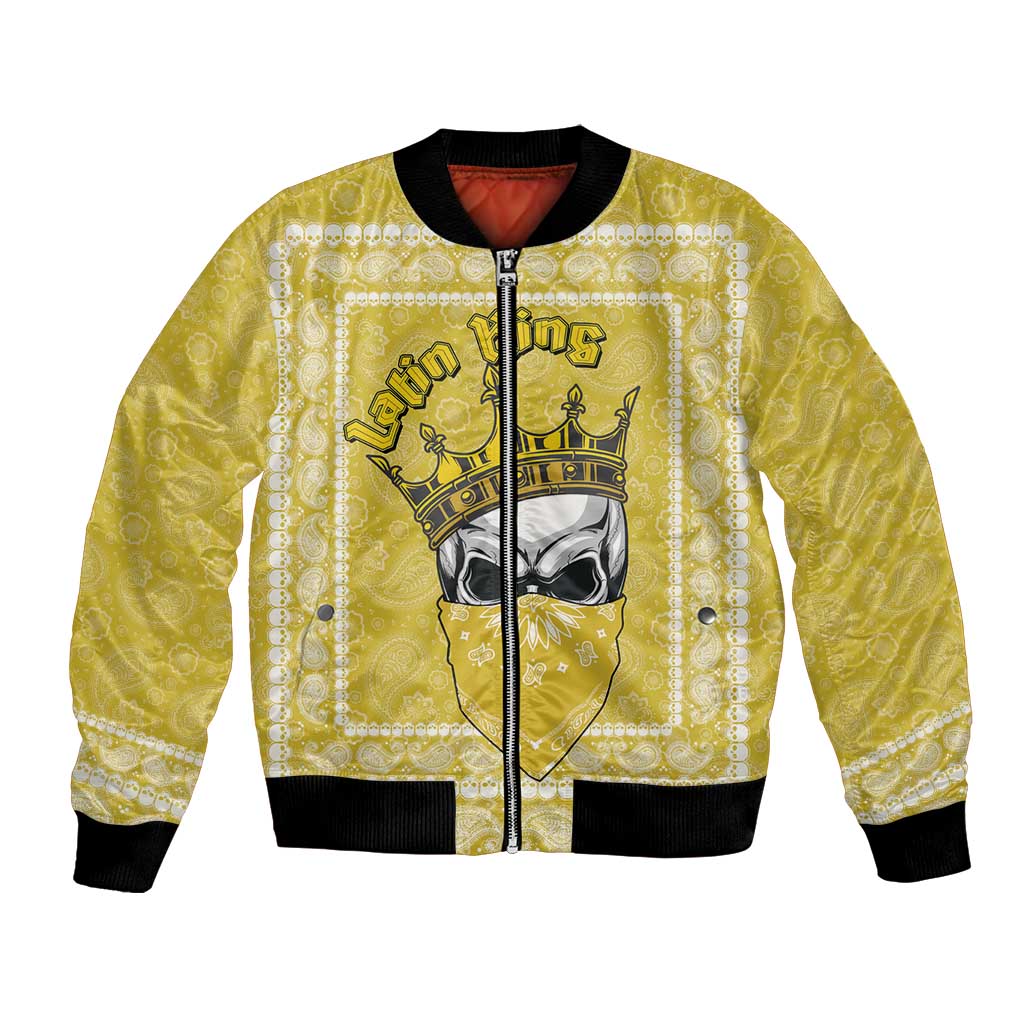 Latin King Bomber Jacket Paisley Pattern Yellow - Wonder Print Shop
