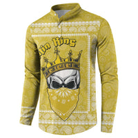 Latin King Button Sweatshirt Paisley Pattern Yellow - Wonder Print Shop
