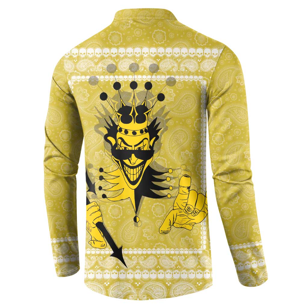 Latin King Button Sweatshirt Paisley Pattern Yellow - Wonder Print Shop