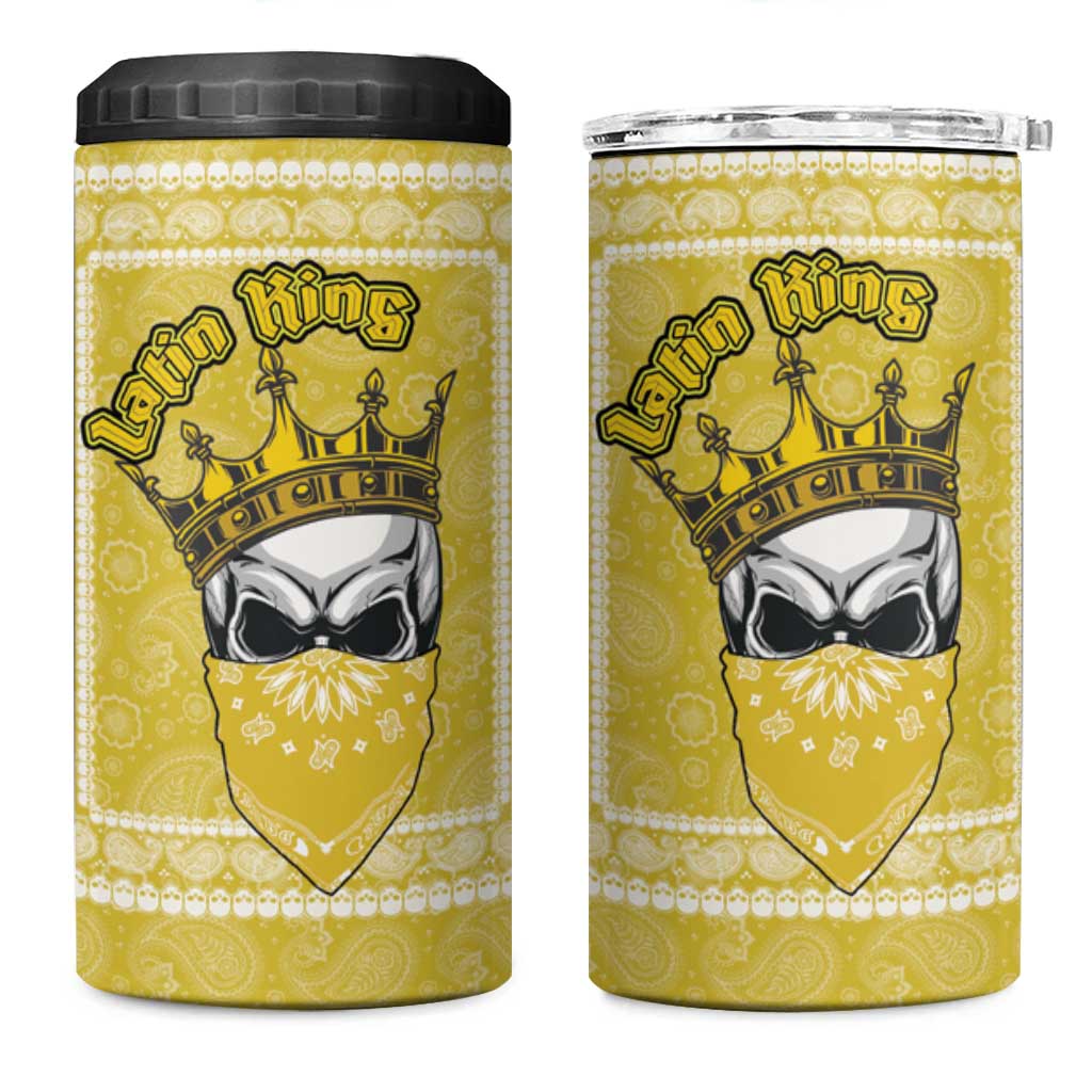 Latin King 4 in 1 Can Cooler Tumbler Paisley Pattern Yellow - Wonder Print Shop