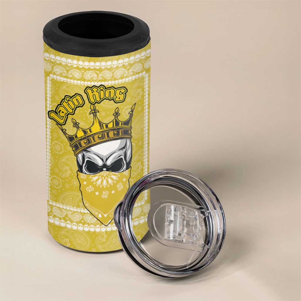 Latin King 4 in 1 Can Cooler Tumbler Paisley Pattern Yellow - Wonder Print Shop