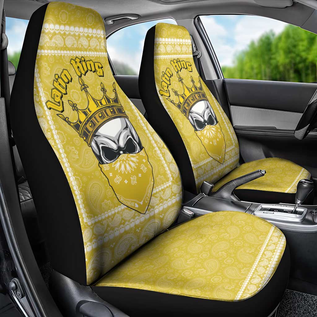 Latin King Car Seat Cover Paisley Pattern Yellow - Wonder Print Shop