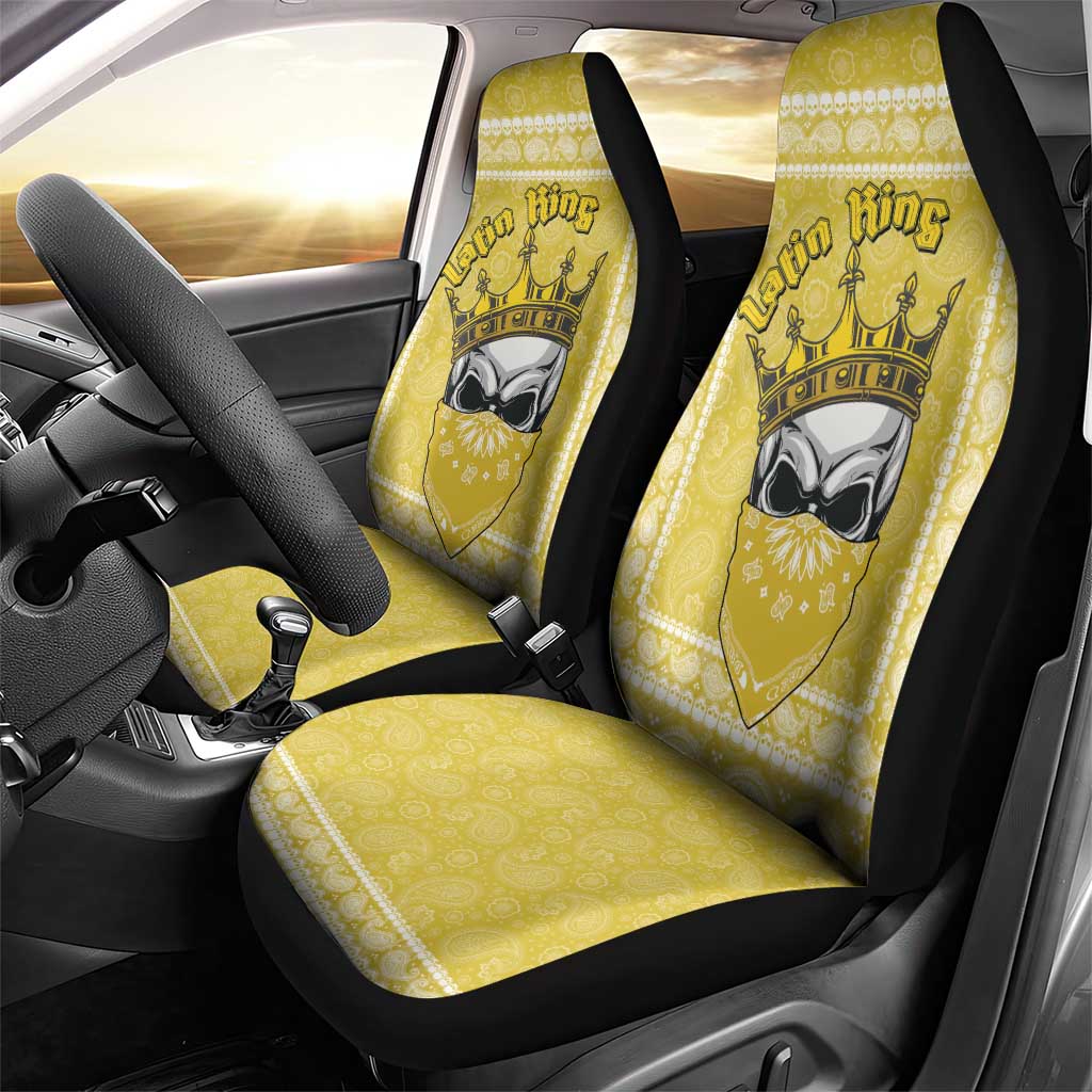 Latin King Car Seat Cover Paisley Pattern Yellow - Wonder Print Shop
