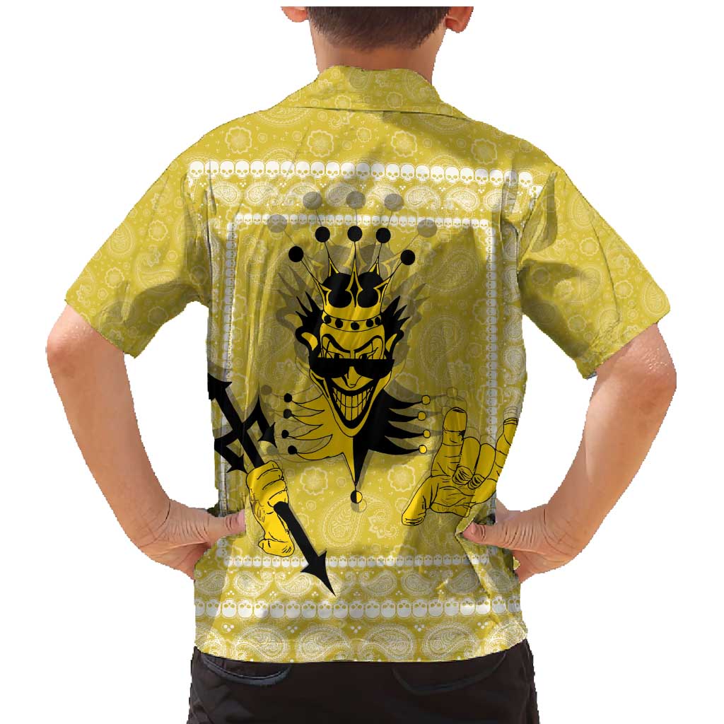 Latin King Family Matching Mermaid Dress and Hawaiian Shirt Paisley Pattern Yellow - Wonder Print Shop