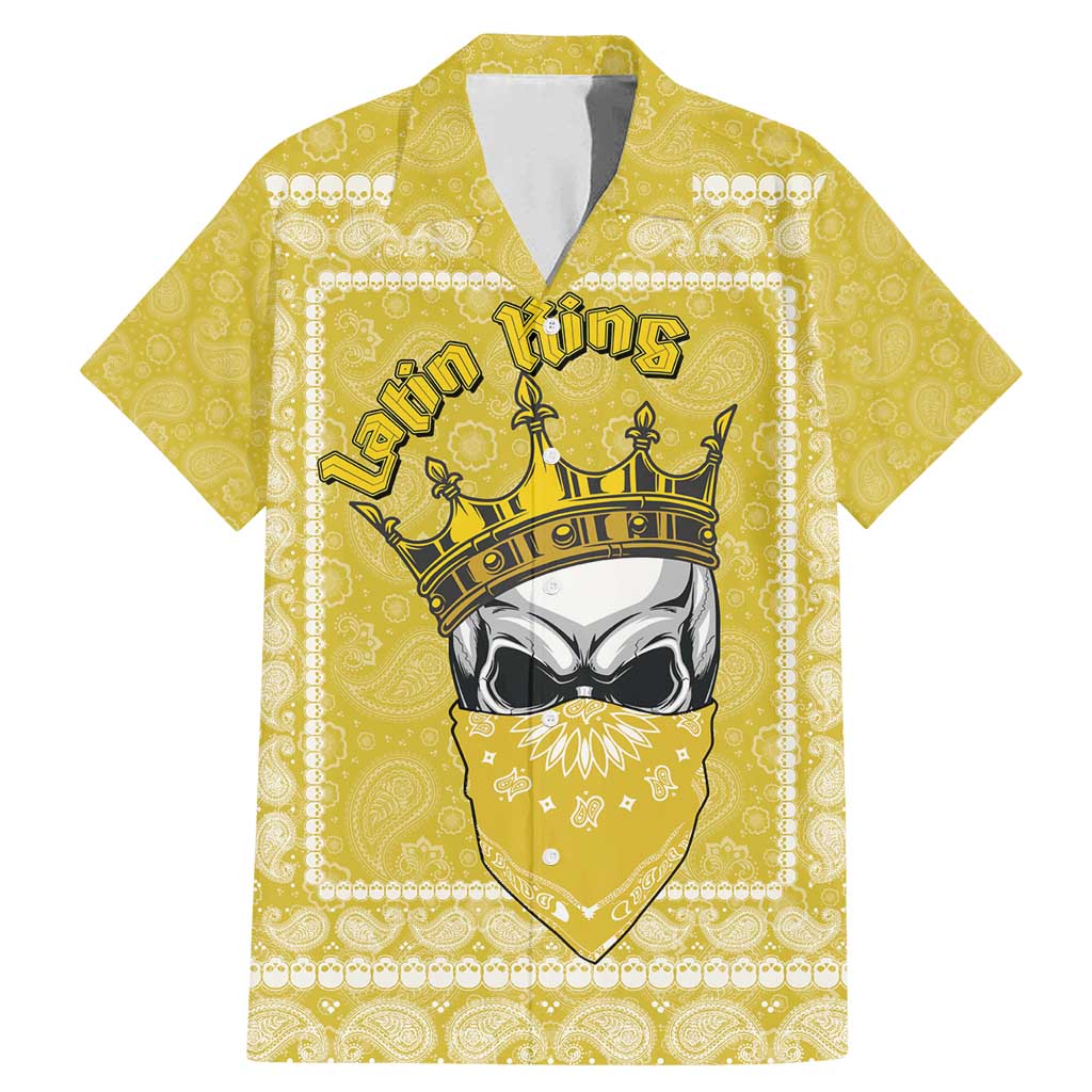 Latin King Family Matching Mermaid Dress and Hawaiian Shirt Paisley Pattern Yellow - Wonder Print Shop