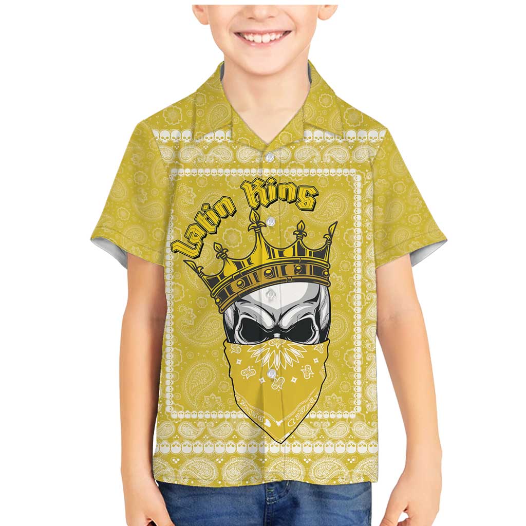 Latin King Family Matching Mermaid Dress and Hawaiian Shirt Paisley Pattern Yellow - Wonder Print Shop
