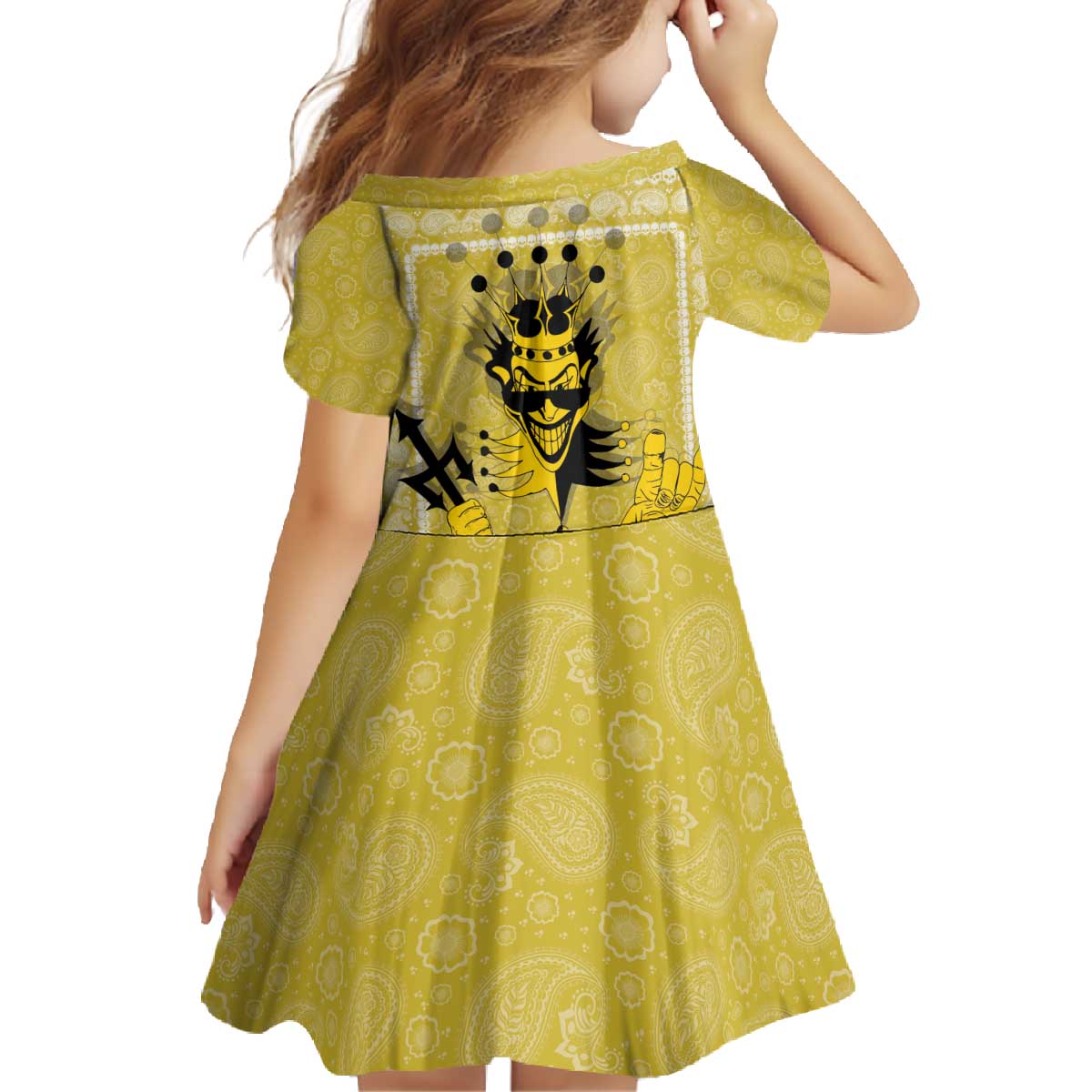 Latin King Family Matching Off The Shoulder Long Sleeve Dress and Hawaiian Shirt Paisley Pattern Yellow - Wonder Print Shop