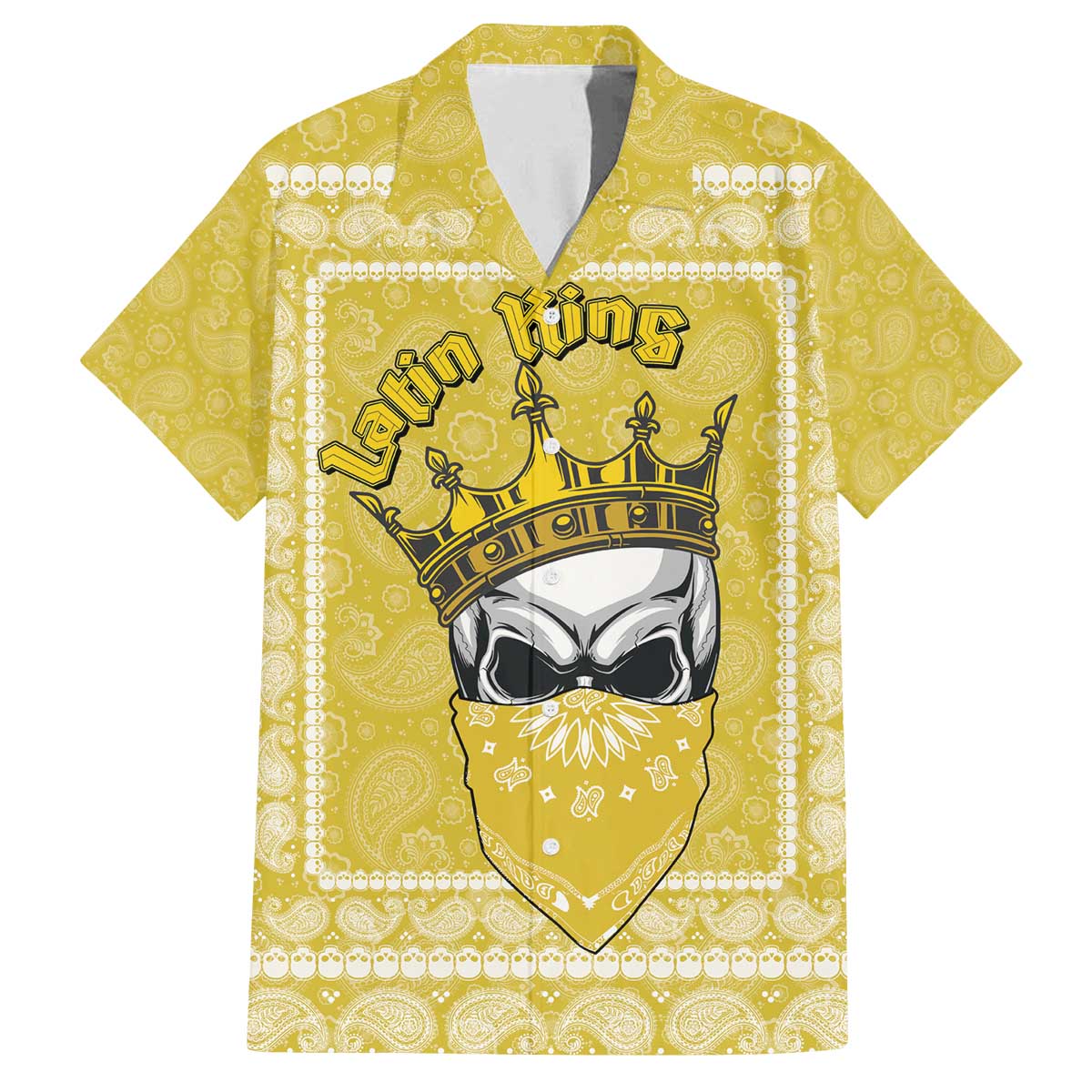 Latin King Family Matching Off The Shoulder Long Sleeve Dress and Hawaiian Shirt Paisley Pattern Yellow - Wonder Print Shop