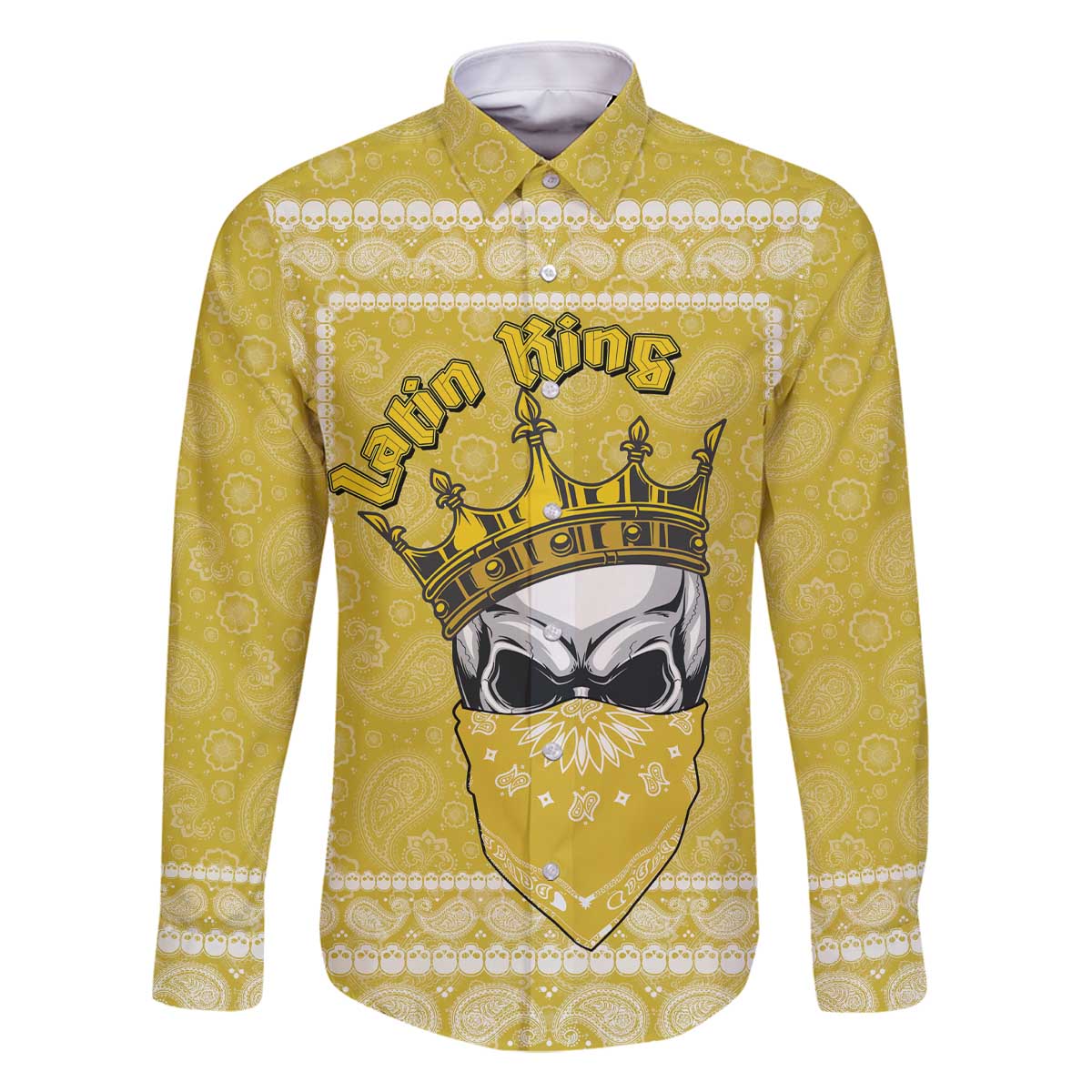 Latin King Family Matching Off The Shoulder Long Sleeve Dress and Hawaiian Shirt Paisley Pattern Yellow - Wonder Print Shop