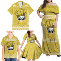 Latin King Family Matching Off Shoulder Maxi Dress and Hawaiian Shirt Paisley Pattern Yellow - Wonder Print Shop