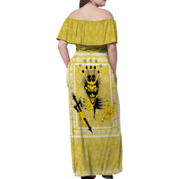 Latin King Family Matching Off Shoulder Maxi Dress and Hawaiian Shirt Paisley Pattern Yellow - Wonder Print Shop