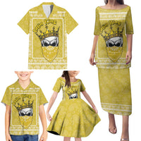 Latin King Family Matching Puletasi and Hawaiian Shirt Paisley Pattern Yellow - Wonder Print Shop