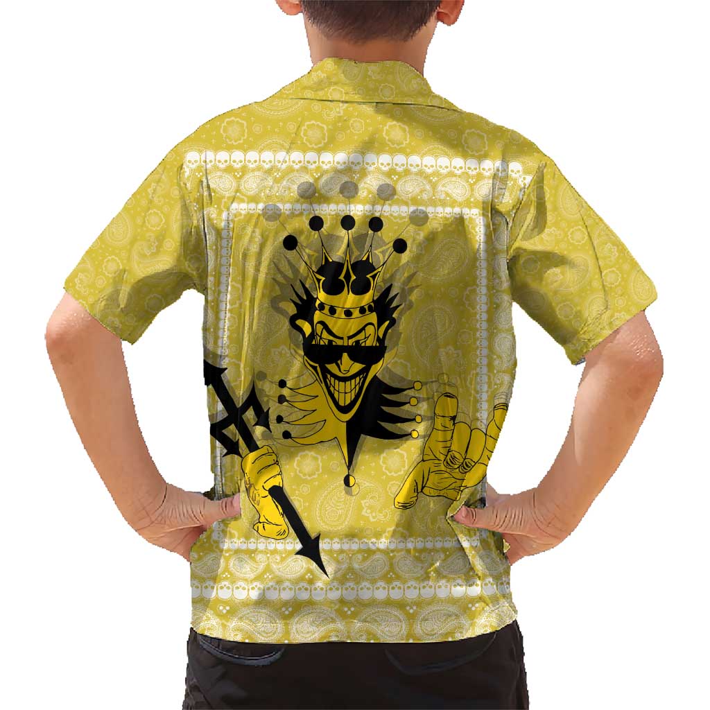 Latin King Family Matching Short Sleeve Bodycon Dress and Hawaiian Shirt Paisley Pattern Yellow - Wonder Print Shop