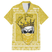 Latin King Family Matching Short Sleeve Bodycon Dress and Hawaiian Shirt Paisley Pattern Yellow - Wonder Print Shop
