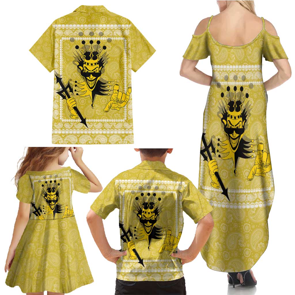 Latin King Family Matching Summer Maxi Dress and Hawaiian Shirt Paisley Pattern Yellow - Wonder Print Shop