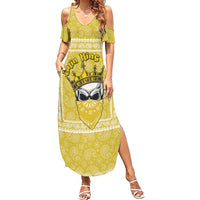 Latin King Family Matching Summer Maxi Dress and Hawaiian Shirt Paisley Pattern Yellow - Wonder Print Shop