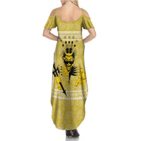 Latin King Family Matching Summer Maxi Dress and Hawaiian Shirt Paisley Pattern Yellow - Wonder Print Shop