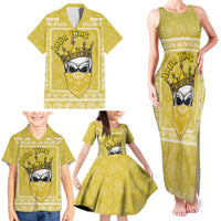 Latin King Family Matching Tank Maxi Dress and Hawaiian Shirt Paisley Pattern Yellow - Wonder Print Shop