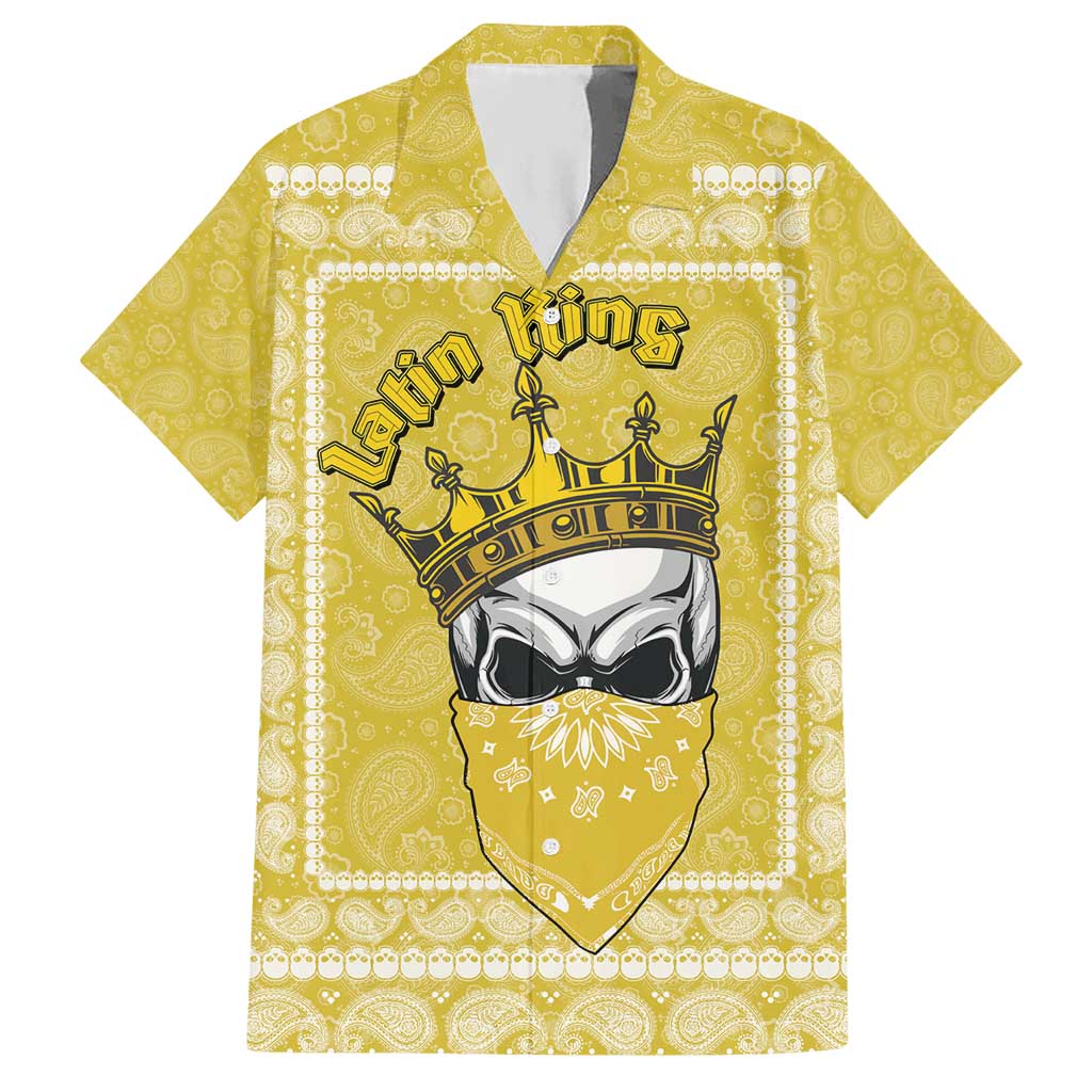 Latin King Hawaiian Shirt Paisley Pattern Yellow - Wonder Print Shop