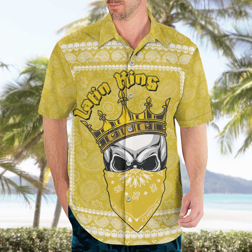 Latin King Hawaiian Shirt Paisley Pattern Yellow - Wonder Print Shop